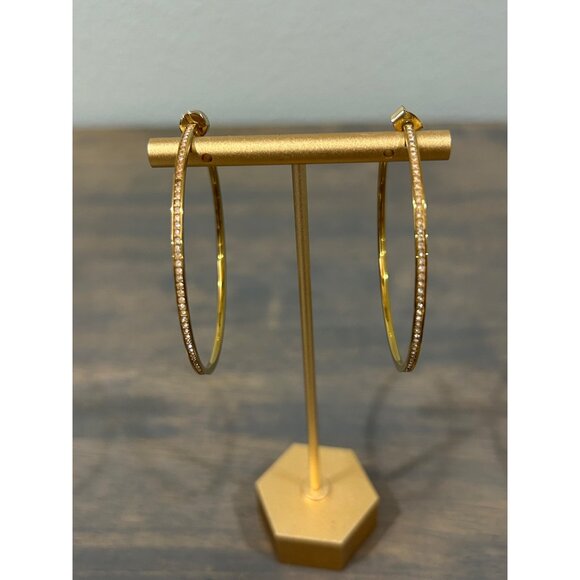 Michael Kors Large Gold Tone Crystals Hoop Earrings READ - Picture 1 of 6